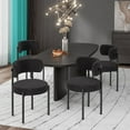 thumbnail image 3 of Woodty Modern Medieval Fabric and Metal Dining Arm Chairs, Black (Set of 2), 3 of 9