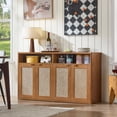 thumbnail image 2 of LEYAOYAO 55" Rattan Sideboard with Doors, Buffet Storage Cabinet with Adjustable Shelves, Modern Console Table for Kitchen, Living Room, Entryway, 2 of 8