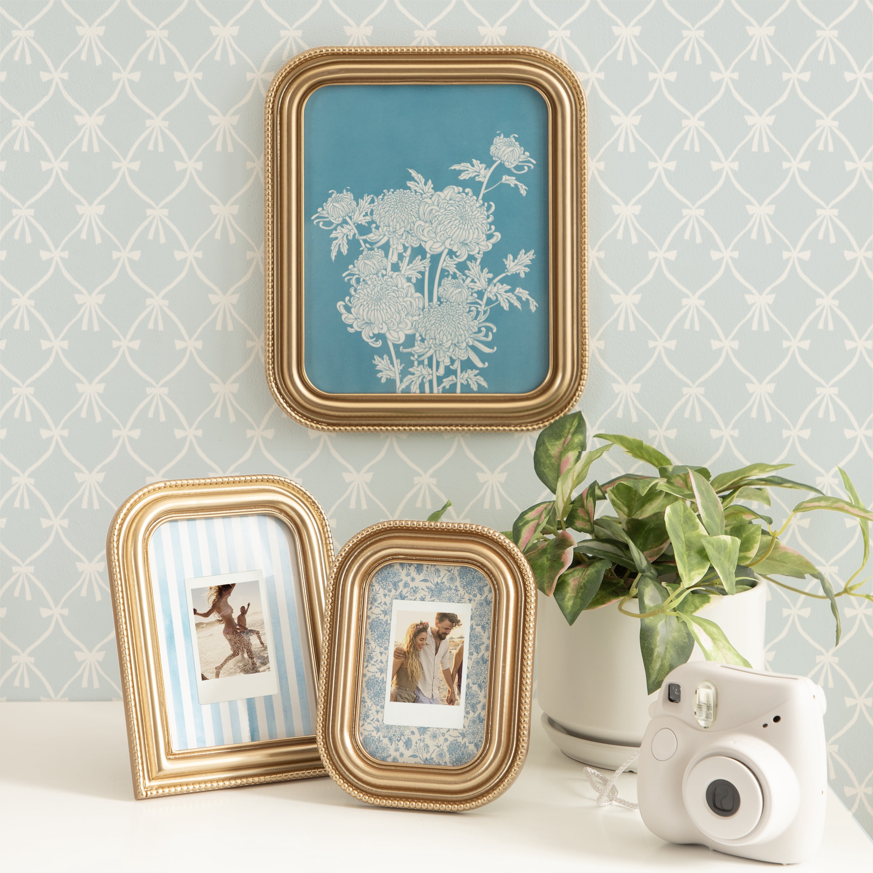 DesignOvation – 8x10 Picture Frame – Beaded Gold Tabletop Photo Frame