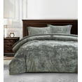thumbnail image 3 of Chezmoi Collection Lux 3-Piece Medium Gray Velvet Comforter Set King Size, All Season Lush Plush Velvet Bedding Set with Soft Washed Microfiber Reverse, 3 of 9