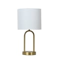 thumbnail image 3 of Mainstays 16.75" Gold Metal Arch Table Lamp with White Fabric Lamp Shade, 3 of 8