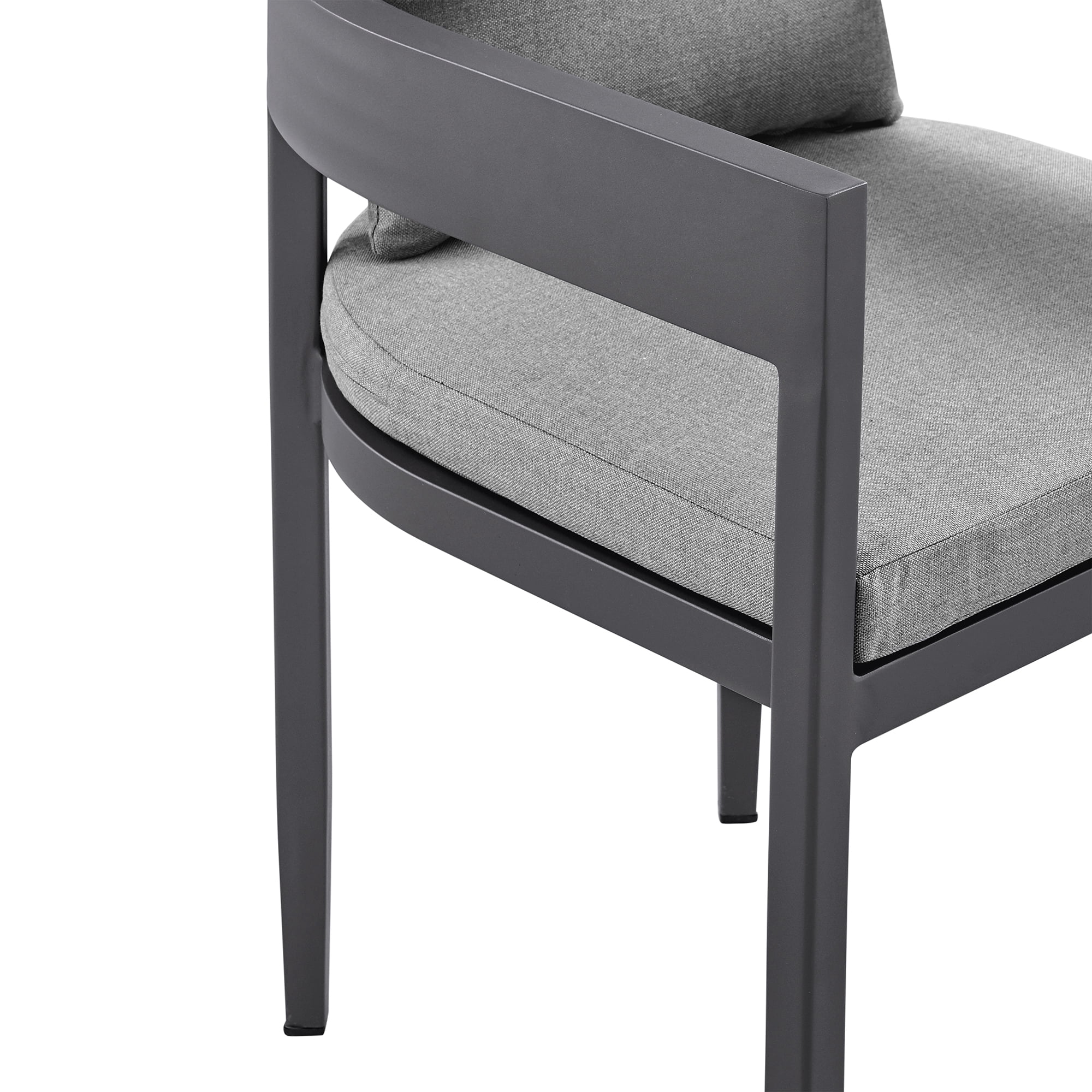 Argiope Outdoor Patio 7-Piece Dining Table Set in Aluminum with Grey Cushions Armen Living