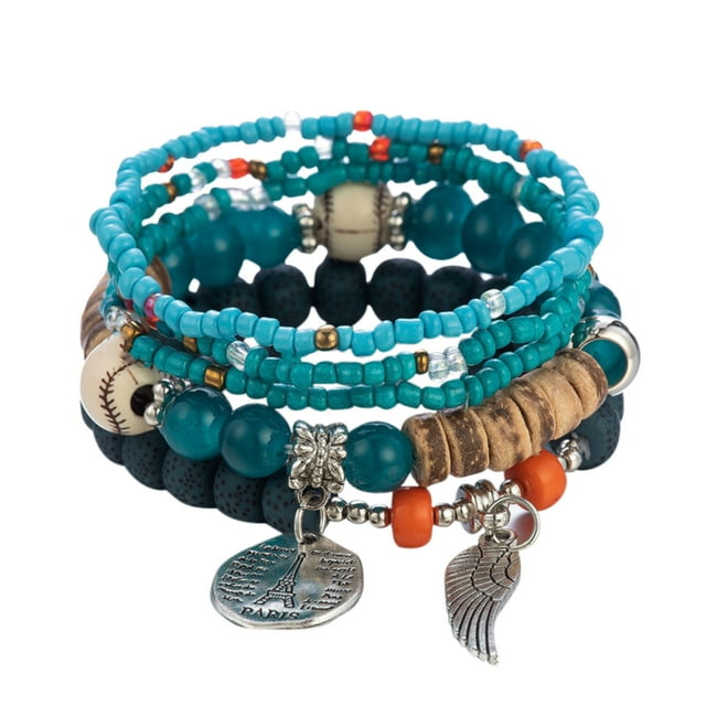 Bracelets Multicolor Stackable Bead Jewelry Set for Women and Men – Stretchable Layered Bracelet in Various