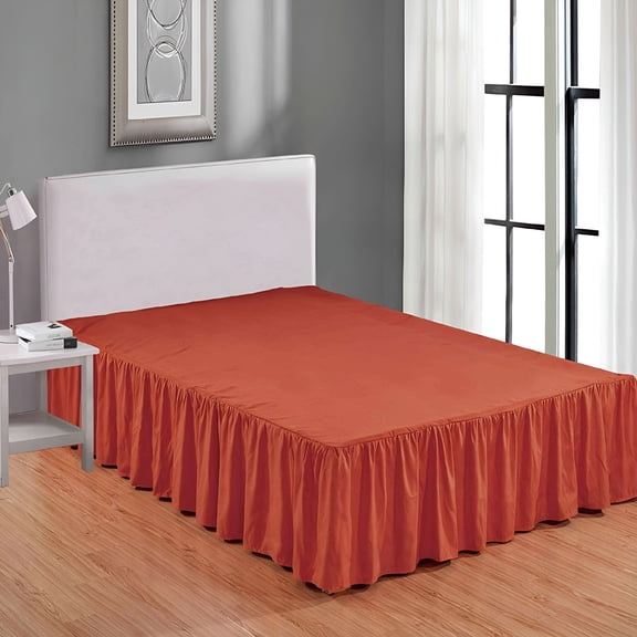 FURMORA Solid Microfiber 14" Bed Skirt,King,Orange