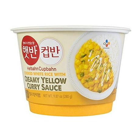 Korean CJ Cupbahn Hetbahn Microwavable Rice Bowls ( Yellow Cream Curry Rice