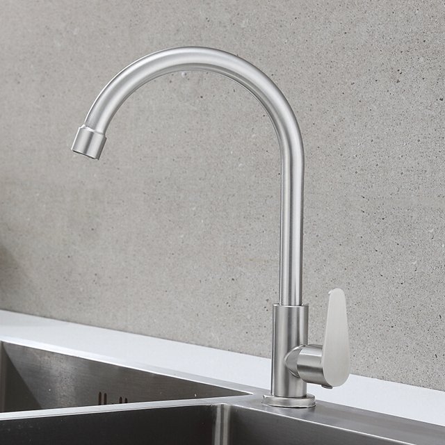 Grifo de cocina, grifo mezclador de cocina monomando, rotación de 360, salida de agua alta, grifo mezclador de cocina caliente y frío de acero inoxidable Dontodent Kuyhfg Sin marca