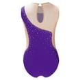 thumbnail image 3 of Kaerm Kids Girls Sleeveless Rhinestone Gymnastic Leotard Unitard Ice Skating Jumpsuit Ballet Dance Bodysuit Purple 8, 3 of 6