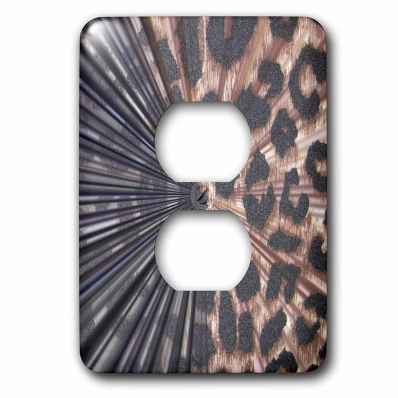 3dRose, Black and Leopard Print Abstract- Animal Prints, 2 plug outlet cover