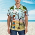 thumbnail image 2 of Fuzoiu African Women Print Hawaiian Shirt for Men, Summer Beach Casual Short Sleeve Button Down Shirts, Men’s Beach Summer Shirts with Pocket,3X-Large, 2 of 7