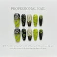 thumbnail image 2 of Green Flame Dopamine Wearable Nails - Forest Elf Style, High-End Hand-Painted, Removable Manicure Set, 2 of 4