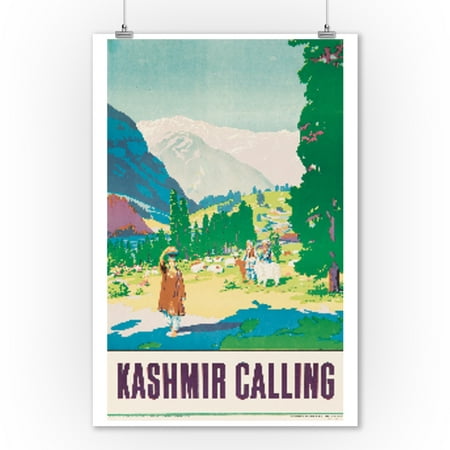Kashmir Calling Vintage Poster India c. 1949 (9x12 Art Print, Wall Decor Travel (Best International Calling App To India)