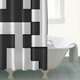 thumbnail image 2 of Ensemble de Rideau de Douche avec Doublure à Boutons-Pression, Vert Sauge Noir Formes Lignes (2) Rideaux de Douche Doublure de Douche Imperméable, Doublure de Rideaux en Polyester Décoratif, 72x72 Pouces, 2 of 4