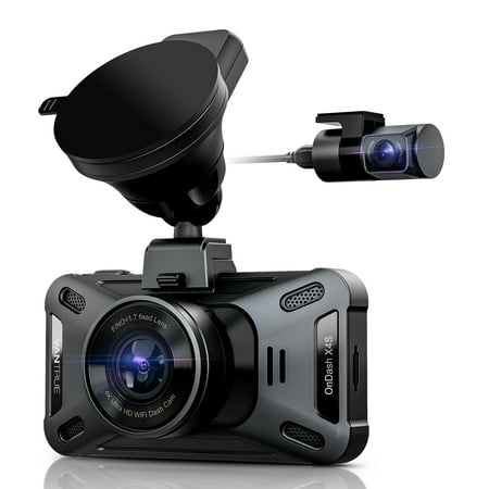 Vantrue UHD 4K +1080P WiFi Dual WiFi Dash Cam Front and Rear with Night Vision, Wireless Car Camera Built in Super Capacitor, HDR for Backup camera, GPS, 24Hs Parking Mode, G-sensor (X4SW Duo)