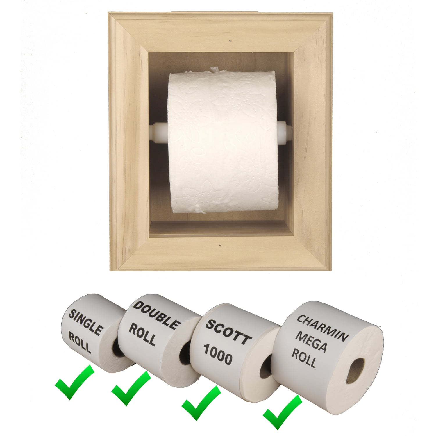 Typhon Recessed Solid Wood Toilet Paper Holder 7 x 8.5, Unfinished