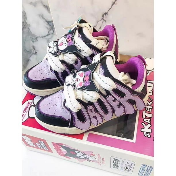 Zapatillas de deporte informales de Hello Kitty para niñas, Sanrio, zapatillas de tiro alto Kawaii Kuromi Cinnamoroll, zapatos casuales Retro versátiles