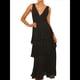 thumbnail image 2 of Vestidos de Dama de de Escalonada para Mujer, Vestidos de Noche Formales con Volantes, Largos y Plisados. Negro XL, 2 of 9