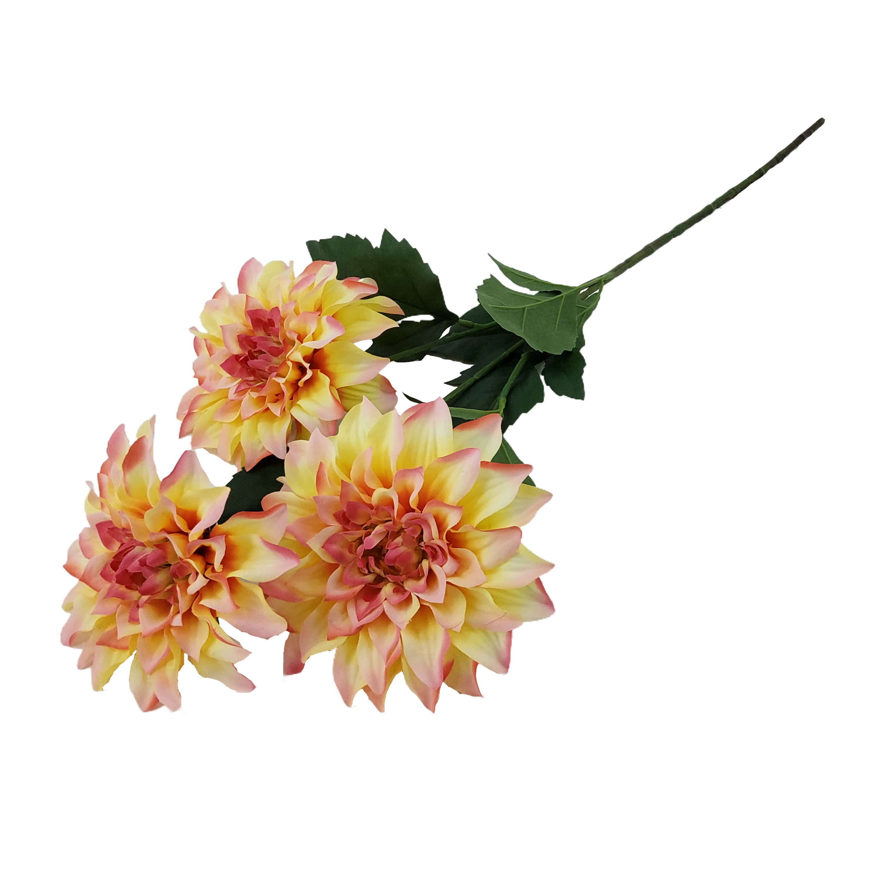 (3 pack) Mainstays Artificial Dahlia Flower Stem, Yellow, 28.75 in