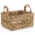 thumbnail image 1 of Bouclair Natural Water Hyacinth Crate with Faux Leather Handles 11.5 X 8.75 X 6 in (29 X 22 X 15 cm), 1 of 3