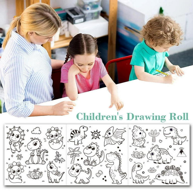 NiArt niart children's drawing roll 6pcs, kids' graffiti painting scroll  paper large coloring book with learn-to-color border, easy