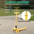 thumbnail image 3 of Monopatin Scooter para Niños de 2 a 5 Años Hurtle, 3 Ruedas con Luces LED, Mini Kickboard con Freno, Manillar Ajustable de 63 cm a 71 cm, Antideslizante, Patin del Diablo, Amarillo, 3 of 7