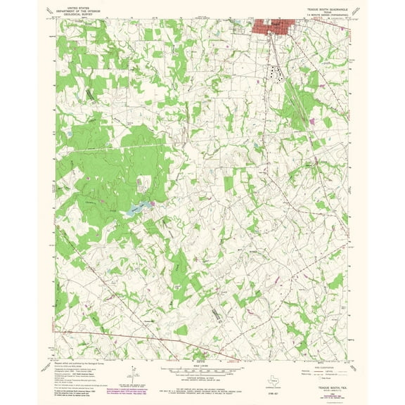 Topographical Map - Teague Texas South Quad - USGS 1966 - 23 x 28.20 - Vintage Wall Art