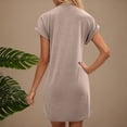 thumbnail image 4 of Ovzne Robes d'Été pour Femmes 2025 Robe d'Été Robe Décontractée pour Femme Couleur Unie Col Rond Manches Courtes Robe Décontractée Robe Grande Taille Manches Courtes Liquidation, 4 of 7