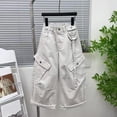 thumbnail image 2 of Coerni Teen Girls Wide Leg Cargo Pants Elastic Waist Straight Leg Trousers Fashion Y2K Hip Hop Streetwear Muti Pockets, 2 of 6