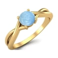 thumbnail image 2 of 0.50 Ctw Round Larimar Solitaire 925 Sterling SIlver Gold Vermeil Split Shank Mother's Day Gift Ring, 2 of 4