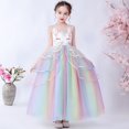 thumbnail image 1 of Vestido de malla para niña, vestido de verano para niña, unicornio, vestido de malla con velo abullonado de arcoíris para niña de las flores, vestido de princesa, 1 of 6