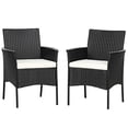 thumbnail image 2 of Gymax 2PCS Patio Rattan Arm Dining Chair Cushioned Sofa Furniture Black, 2 of 9