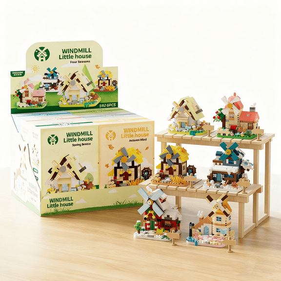 Windmill House Building Blocks Set 1802 Pieces Micro Building Set Block Toy Construction Model for Adults Teens Birthday Gift