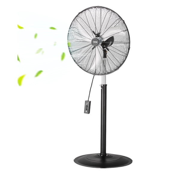 VEVOR Industrial Pedestal Fan, 24 Inch 85-Degree Oscillating Fan, Height Adjustable Standing Fans with 3 Adjustable Speeds, High Power Floor Fans
