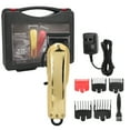 thumbnail image 1 of Cortadora de pelo eléctrica de precisión con enchufe estadounidense, compatible con 100-240 V, recortadora de pelo recargable dorada para hombres, 1 of 8