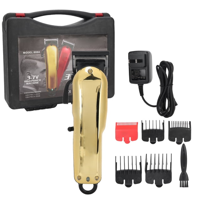 Cortadora de pelo eléctrica de precisión con enchufe estadounidense, compatible con 100-240 V, recortadora de pelo recargable dorada para hombres
