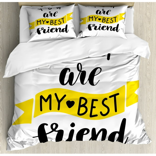 Best Friend Duvet Cover Set King Size, Monochrome You Are My Best