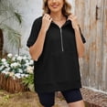 thumbnail image 5 of SWSMCLT Women's Short Sleeve Shirt Elasthane Hoodies Cozy Hooded Date Crew Neck Billowy Holiday Light Pull Over Kangaroo Pocket Black X-Large, 5 of 5