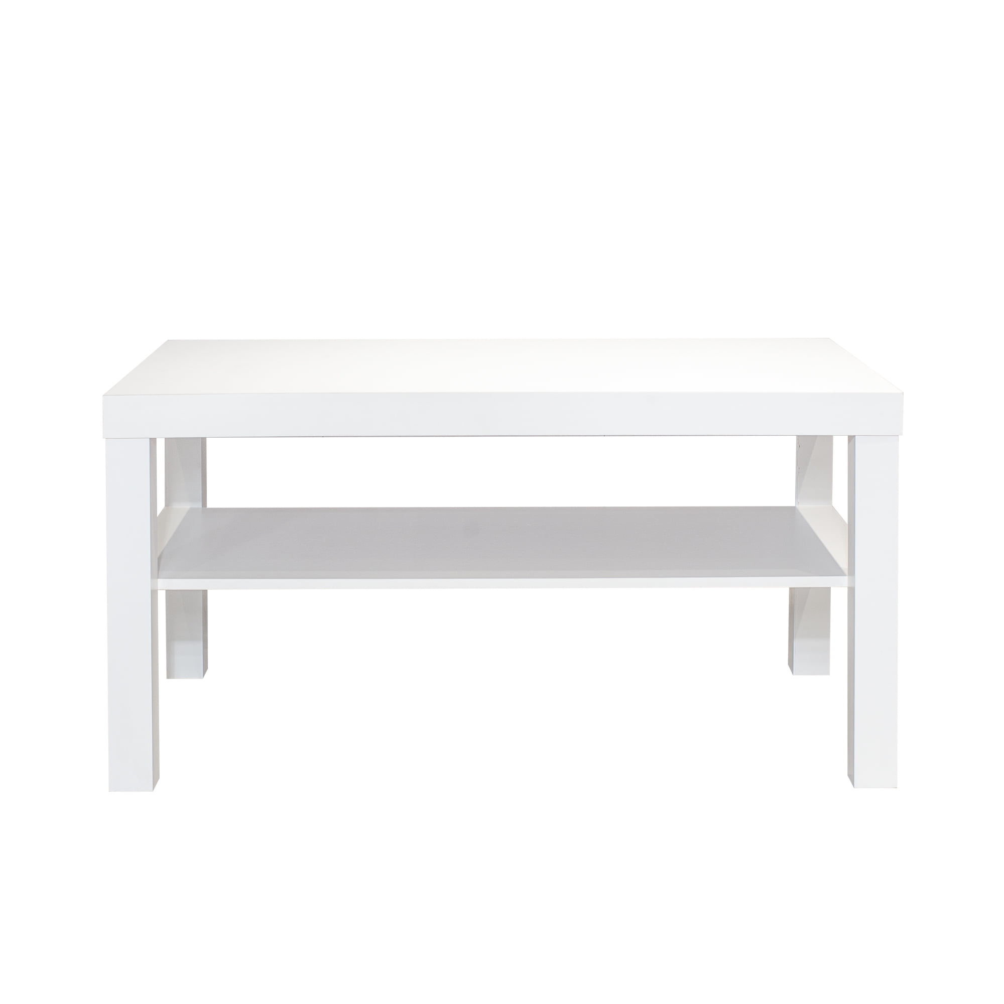 White Wooden 2Tier Coffee Table with Storage Shelf, Sofa Center Table for Living Room, Home