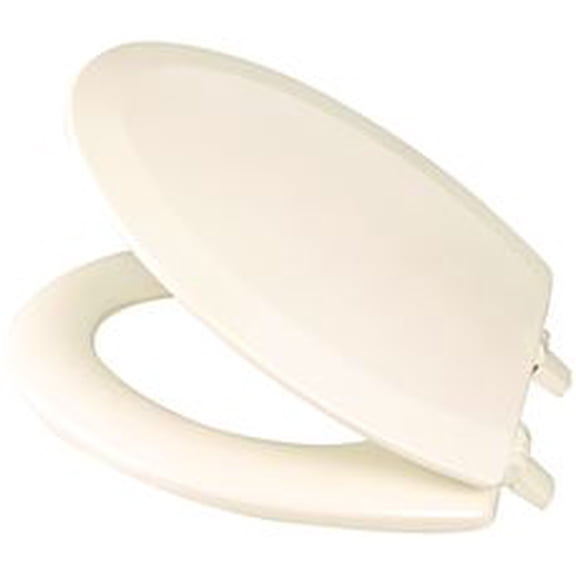 PROPLUS 118978 Premium Wood Toilet Seat, Elongated Closed Front with Lid and Color Matched Hinges, Bone