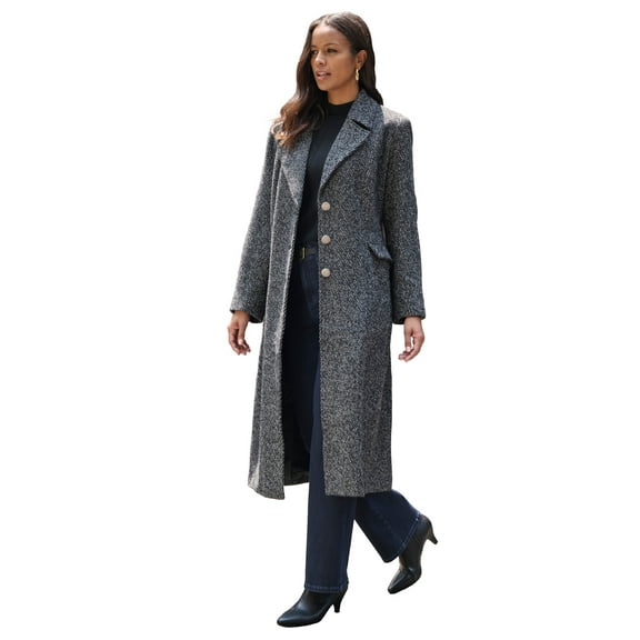 Roaman's Women's Plus Size Tailored Tweed Coat
