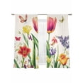 thumbnail image 7 of Spring Floral Sheer Curtains 63 Inch Length 2 Panels Set, Rustic Tulip Butterfly Botanical Summer Voile Window Treatment Rod Pocket Curtains Sheers Drapes for Bedroom/Living Room/Kitchen 52x"63"x2, 7 of 7