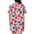 thumbnail image 4 of Womens Pajama Sets With Pocket, Blueberry red Print Lounge Sets Short Sleeve Sleepwear PJ Sets for Women, 4 of 6