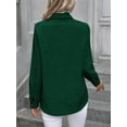 thumbnail image 6 of Button Down Shirts for Women Long Sleeve Blouse Shirts Casual Solid Office Work Tunic Top Dark Green XXL, 6 of 7