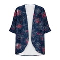 thumbnail image 7 of lcziwo Womens 3/4 Length Sleeve Chiffon Cardigan Independence Day American Flag Patriotic Cover Ups Kimonos 4th of July Outfits Dark Blue XXL, 7 of 7
