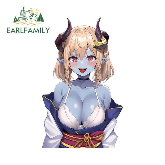 EARLFAMILY 5.1" Kawaii Devil Girl Personalized Cute Anime Car Decal Vinyl Trunk Sticker