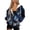 Blue Floral & Butterfly Pattern, variant on Ribbon Daisy with Pockets Hooded Jacket, Polyester Fabric Hooded Coat Drawstring Practical Front Pockets Oversized Hoodie for Fall Winter