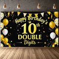 thumbnail image 5 of Black Gold and White Happy Birthday 10th Double Digits Banner Backdrop Decoration Party Supplies for Photography Props Birthday Party Decorations Celebration Event Decor, 5 of 7