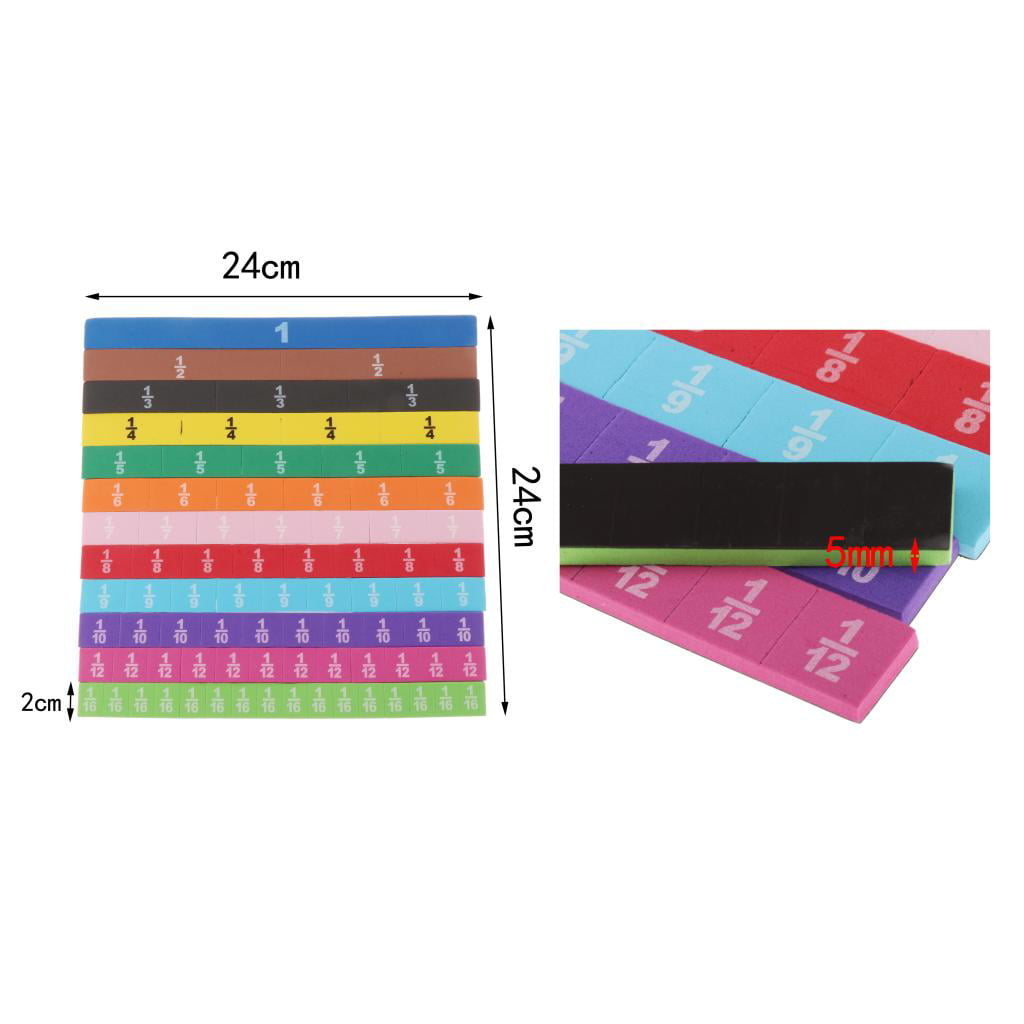 83Pcs/set  Soft Foam Magnetic Rainbow Fraction Tiles 