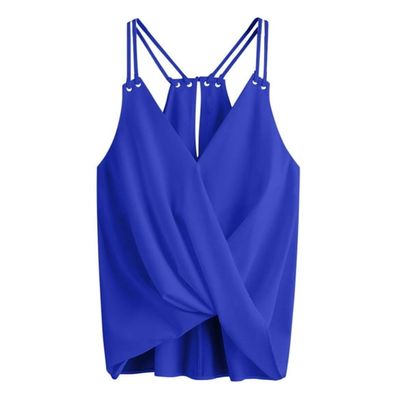 Summer Tops for Women T Strap Camisole Top Cleavage Camisole with Bra plus Size Girl Crop Tops Women Exercise Cut for Compression Cute Compression Garment Top Blue M