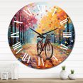 thumbnail image 1 of Designart "Bicycle Joyful Rides Painting II" Transportation Oversized Wall Clock, 1 of 6