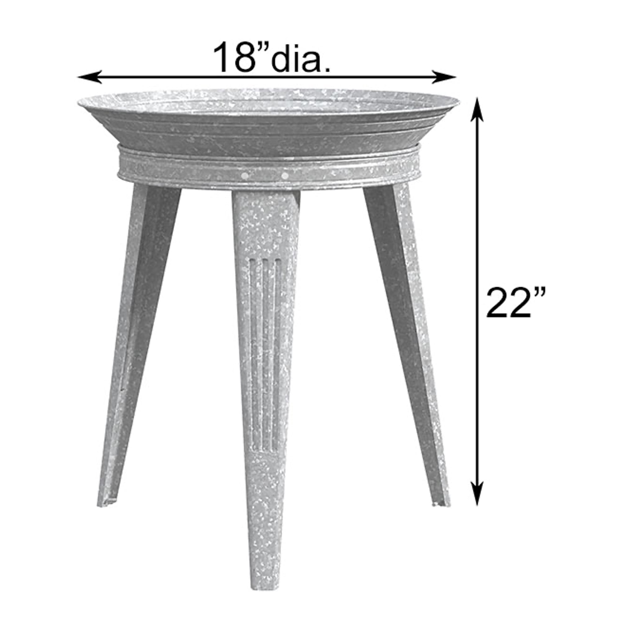 Panacea Galvanized Vintage Style Metal Bird Bath and Pedestal Stand, Gray